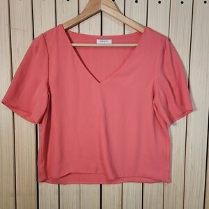 Aritzia Babaton Coral V-Neck Blouse